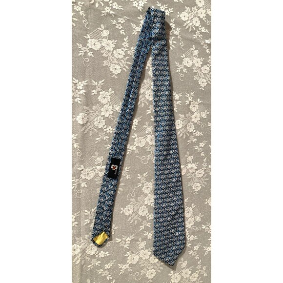 Vintage 70s Wide Necktie 1970s Groovy Blue Funky Victorian Print Fat Tie - Picture 3 of 6